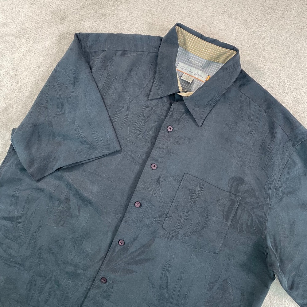 Quiksilver Edition Shirt Men Large Black Hawaiian Floral Jacquard Comfort Fit SS